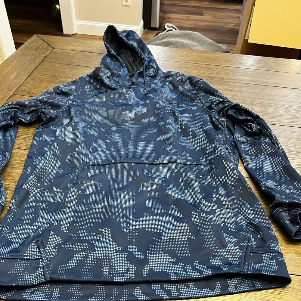 Under Armour Coldgear Blue Camo Hoodie Size M